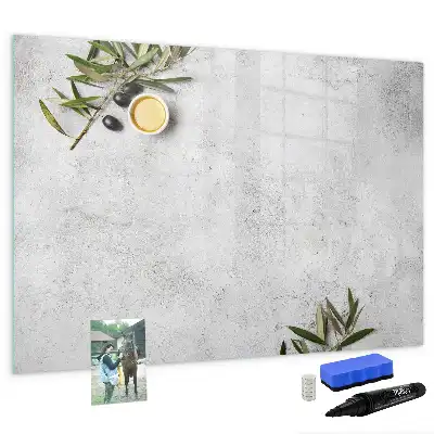 Magnetic glass dry erase board minimalist olives design