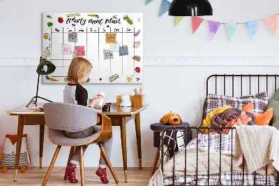 Magnetic glass dry erase board weekly meal planner