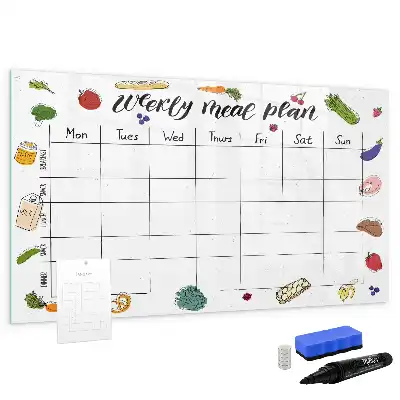 Magnetic glass dry erase board weekly meal planner