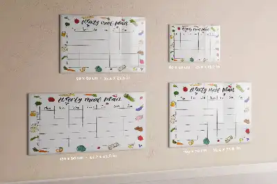Magnetic glass dry erase board weekly meal planner