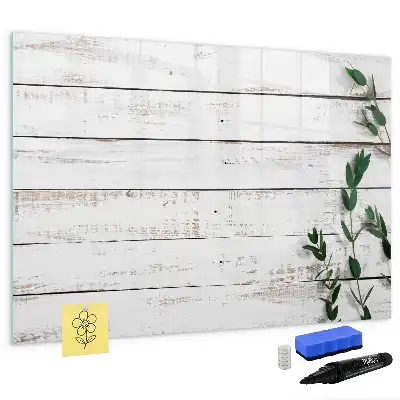 Magnetic glass dry erase board with a wooden frame