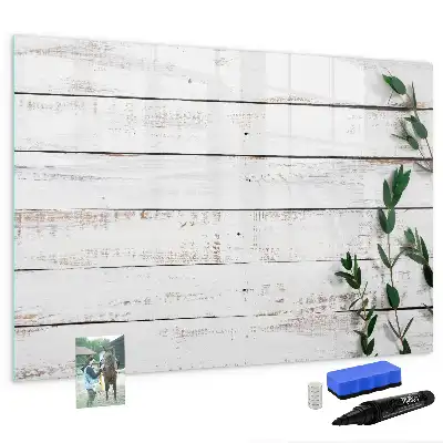 Magnetic glass dry erase board with a wooden frame
