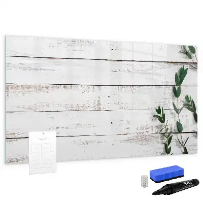 Magnetic glass dry erase board with a wooden frame