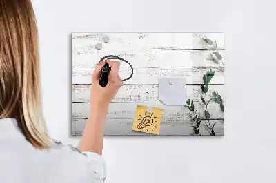 Magnetic glass dry erase board with a wooden frame