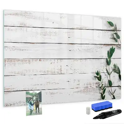 Magnetic glass dry erase board with a wooden frame