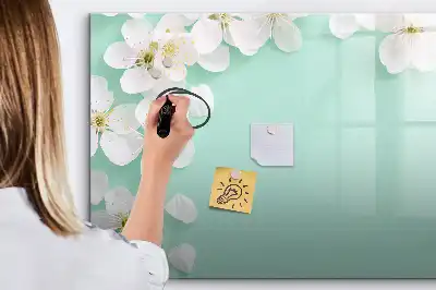 Magnetic marker board with a floating daisies design