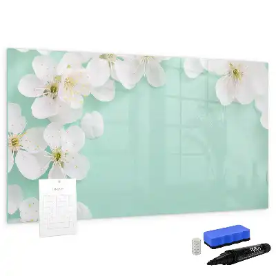 Magnetic marker board with a floating daisies design