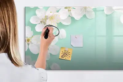 Magnetic marker board with a floating daisies design