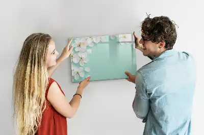 Magnetic marker board with a floating daisies design
