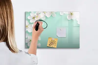 Magnetic marker board with a floating daisies design