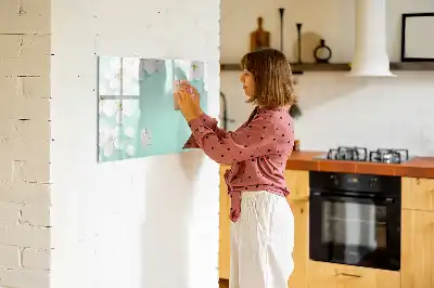 Magnetic marker board with a floating daisies design