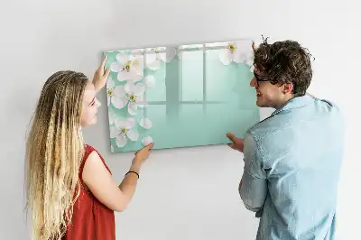 Magnetic marker board with a floating daisies design