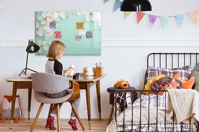 Magnetic marker board with a floating daisies design