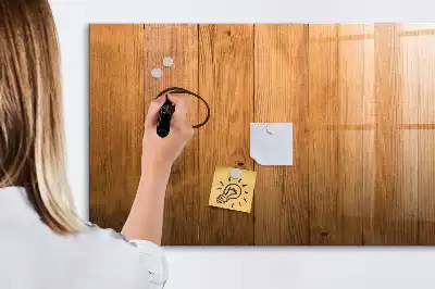 Magnetic glass dry erase board with a wooden frame