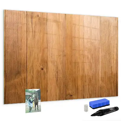 Magnetic glass dry erase board with a wooden frame