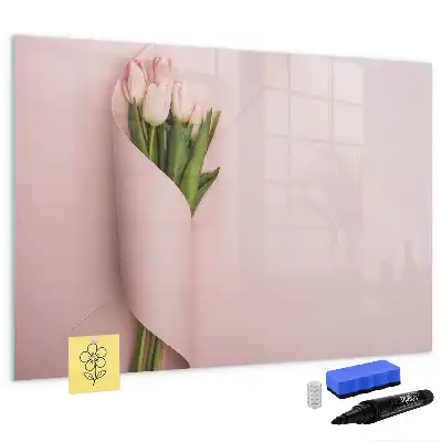 Magnetic marker board with bouquet of flowers design