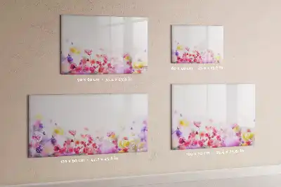 Magnetic glass dry erase board featuring a meadow flowers design