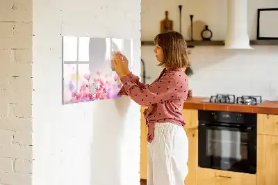 Magnetic glass dry erase board featuring a meadow flowers design
