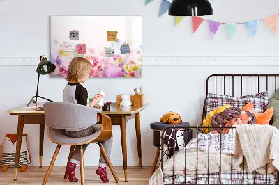 Magnetic glass dry erase board featuring a meadow flowers design