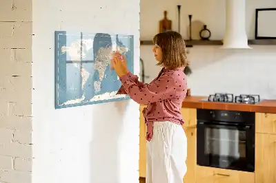 Magnetic marker board with a vintage world map design