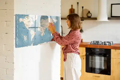 Magnetic marker board with a vintage world map design