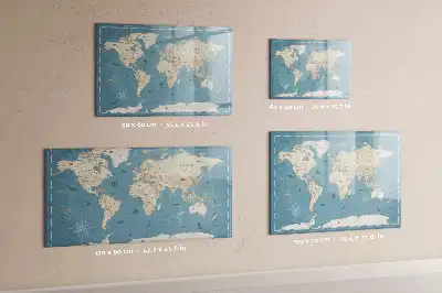 Magnetic marker board with a vintage world map design