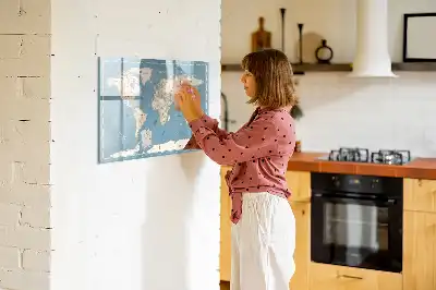 Magnetic marker board with a vintage world map design