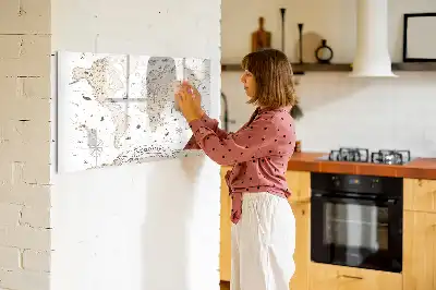 Magnetic marker board with a vintage world map design