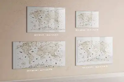 Magnetic marker board with a vintage world map design