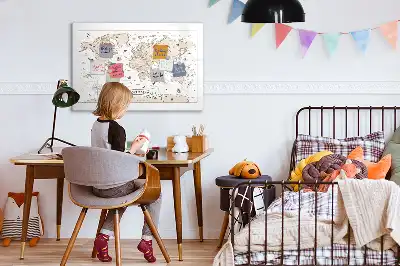 Magnetic marker board with a vintage world map design