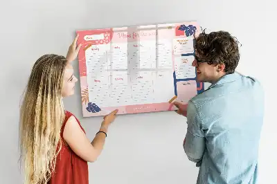 Magnetic glass dry erase board weekly planner