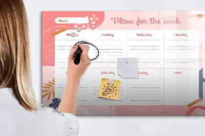 Magnetic glass dry erase board weekly planner
