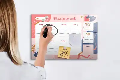 Magnetic glass dry erase board weekly planner