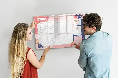 Magnetic glass dry erase board weekly planner