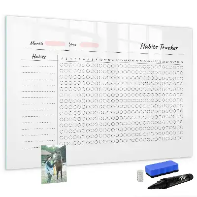 Magnetic glass dry erase board habit tracker