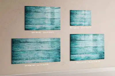 Magnetic glass dry erase board in old blue wood finish