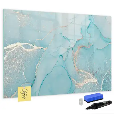 Magnetic glass dry erase board with decorative marble finish