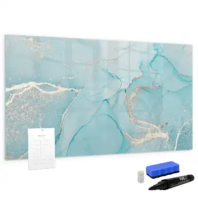Magnetic glass dry erase board with decorative marble finish