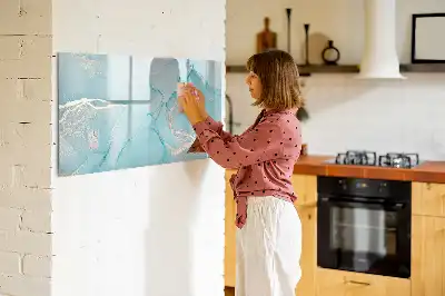 Magnetic glass dry erase board with decorative marble finish