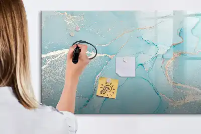 Magnetic glass dry erase board with decorative marble finish