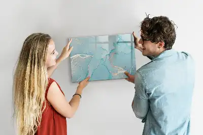 Magnetic glass dry erase board with decorative marble finish