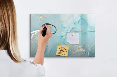 Magnetic glass dry erase board with decorative marble finish