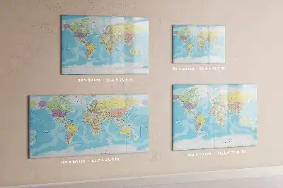Magnetic marker board with a political world map