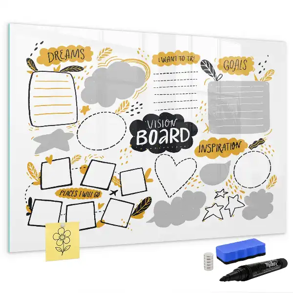 Magnetic marker board for New Year's goals