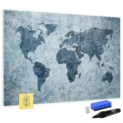 Magnetic marker board painted world map