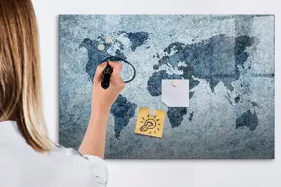 Magnetic marker board painted world map