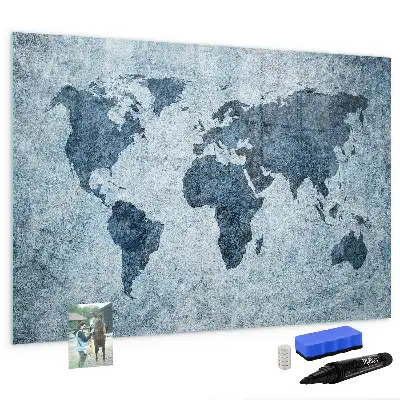 Magnetic marker board painted world map
