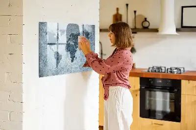 Magnetic marker board painted world map