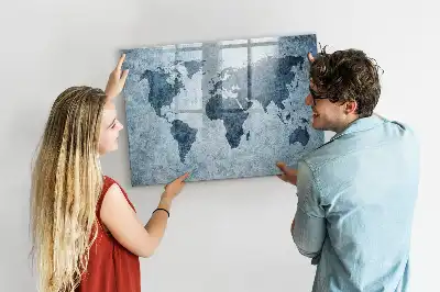 Magnetic marker board painted world map