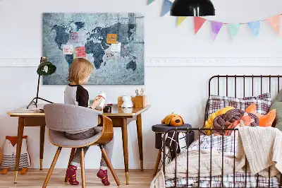 Magnetic marker board painted world map
